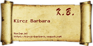 Kircz Barbara névjegykártya